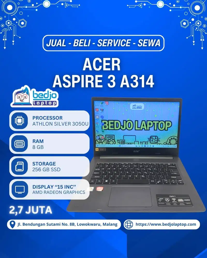 LAPTOP ACER ASPIRE 3 A314 TERAWET!, JUAL BELI LAPTOP BEKAS MALANG