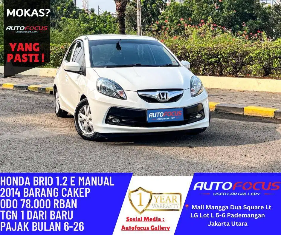 Tdp 7jt Honda Brio 1.2 E M/T nik 2014 putih metalik low km asli record