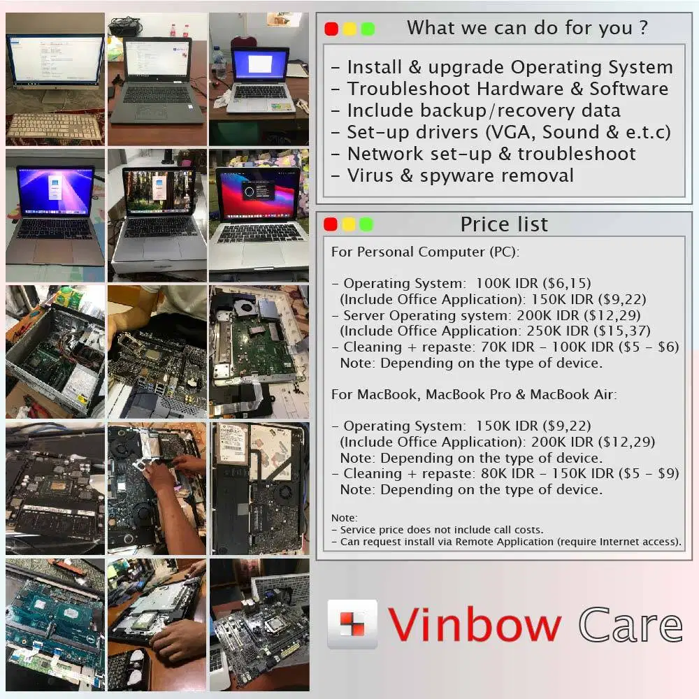 Servis panggilan instal ulang dan upgrade Komputer, Laptop & MacBook
