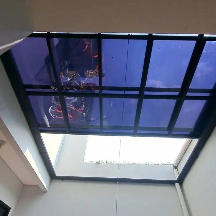 kanopi sleding atap biru muda dua arah