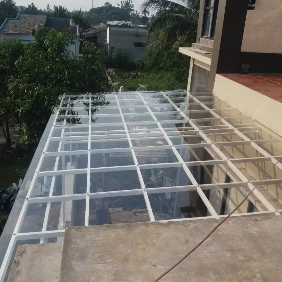 kanopi sleding atap kaca tempared ketebalan 8mili
