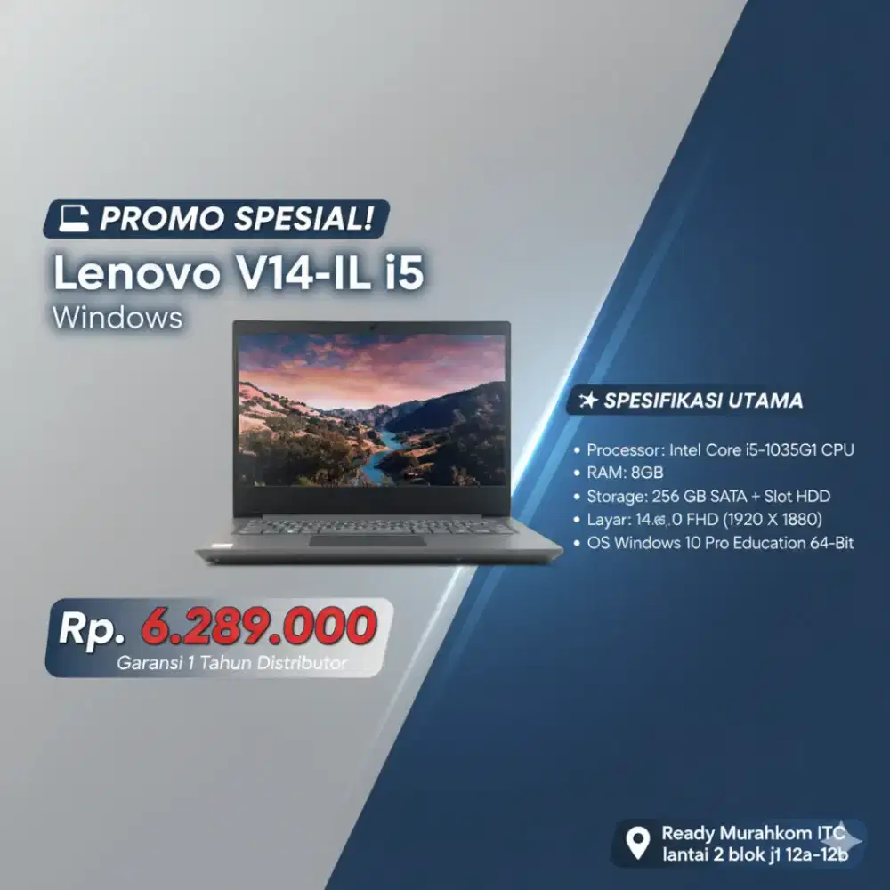 Lenovo V14-IIL with Intel i5 Gen 10 and 8GB/256GB and Windows 10 Pro