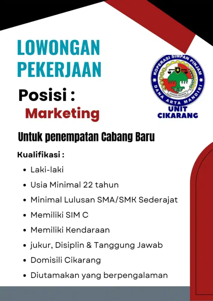 LOWONGAN PEKERJAAN MARKETING