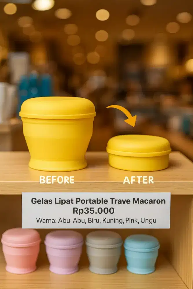 Gelas Lipat Portable Silikon Travel Foldable Cup Multifungsi Maccaron