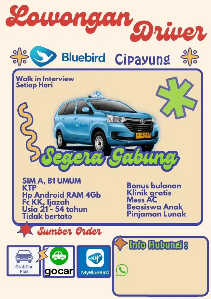 DIBUTUHKAN SEGERA DRIVER BLUEBIRD GROUP