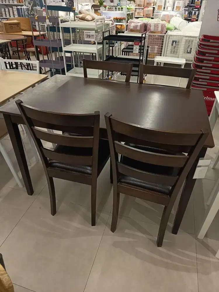 Selma Yasmin Set Meja Makan 4 Kursi - Espresso