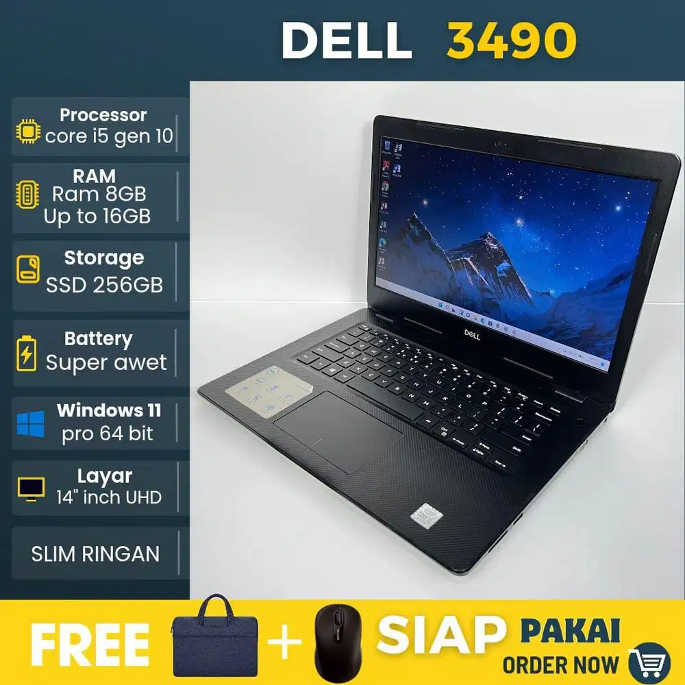 Laptop Dell 3490 Intel Core i5 Gen 10 Ram 8Gb SSD 256GB windos 11