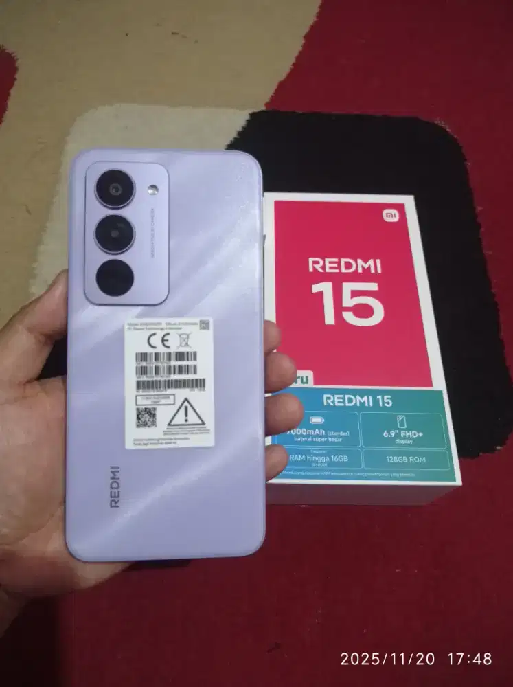 BISMILLAH REDMI 15 RAM 8/128 FULLSET MULUS WARNA PURPLE