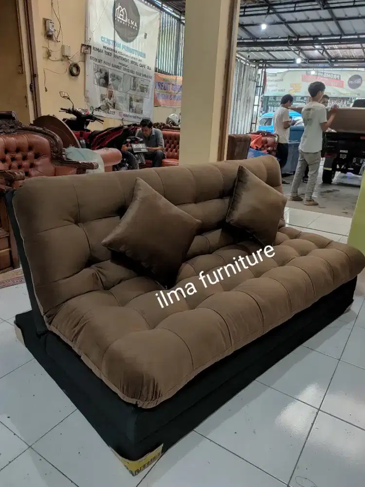 Sofa bed coklat bisa costum ukuran,warna dan bahan