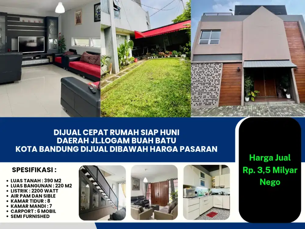 Dijual Cepat Rumah Siap Huni
Daerah Jl.logam Buah Batu
Kota Bandung Dijual Dibawah Harga Pasaran