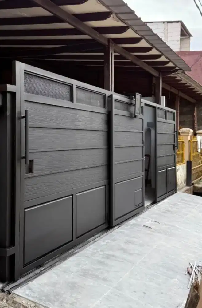 Pagar sleding minimalis plat eser polos