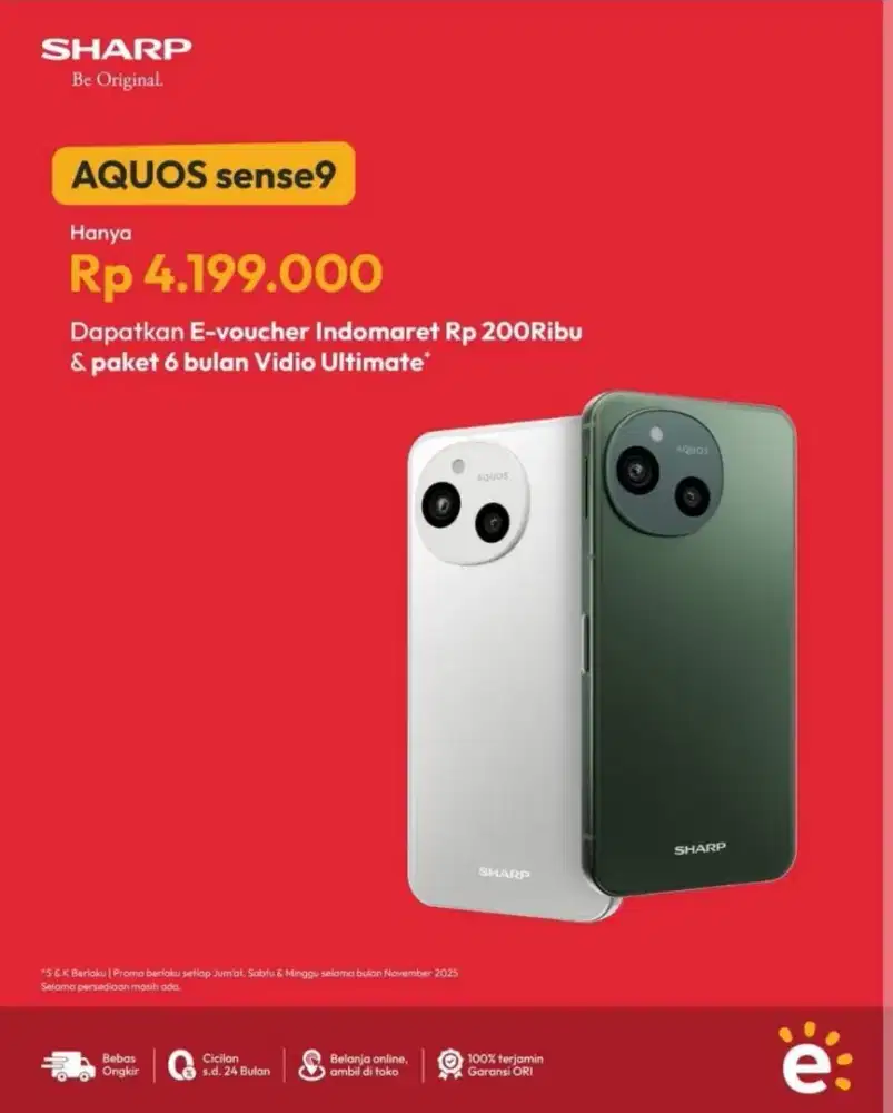 Sharp Aquos sense 9 free evocer Indomart 200rb