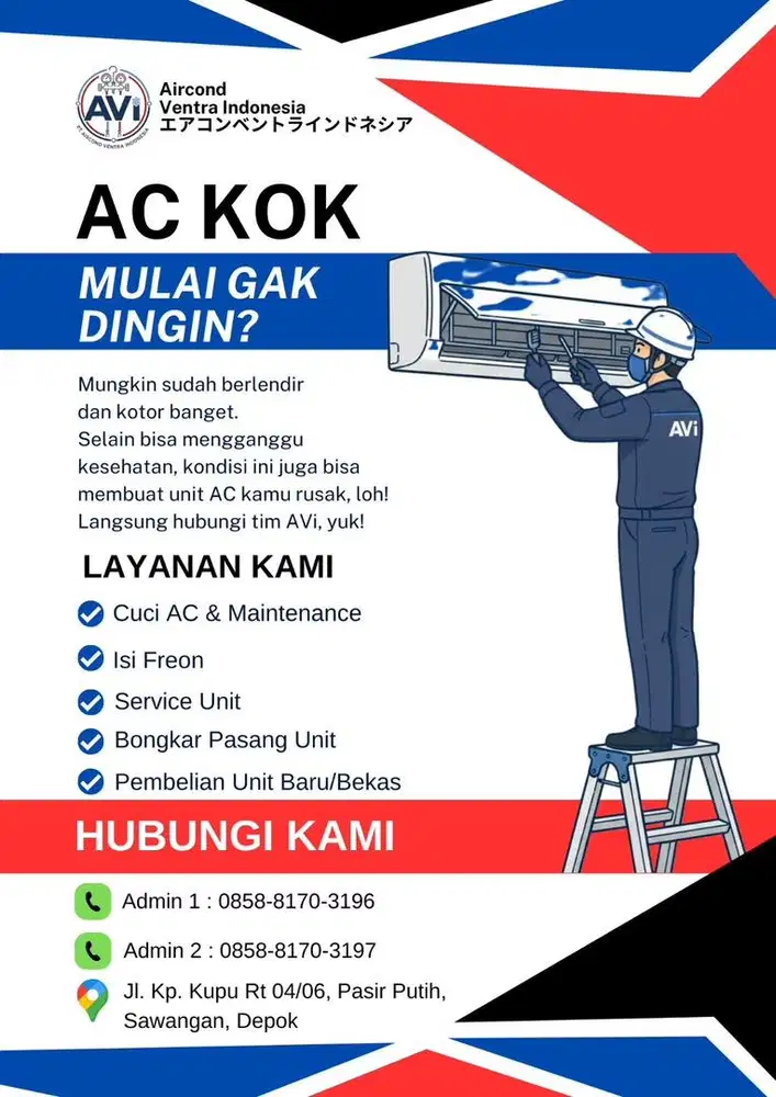 AC cuci bongkar pasang baru bekas service AC