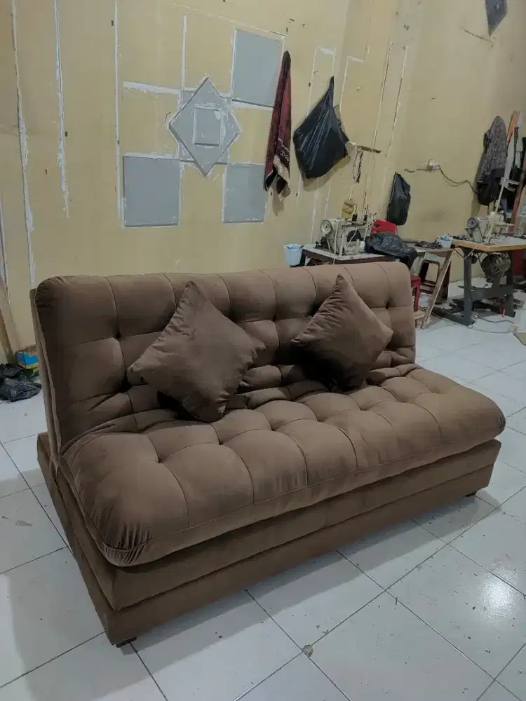 Sofa bed warna full coklat bisa costum warna,ukuran dan bahan