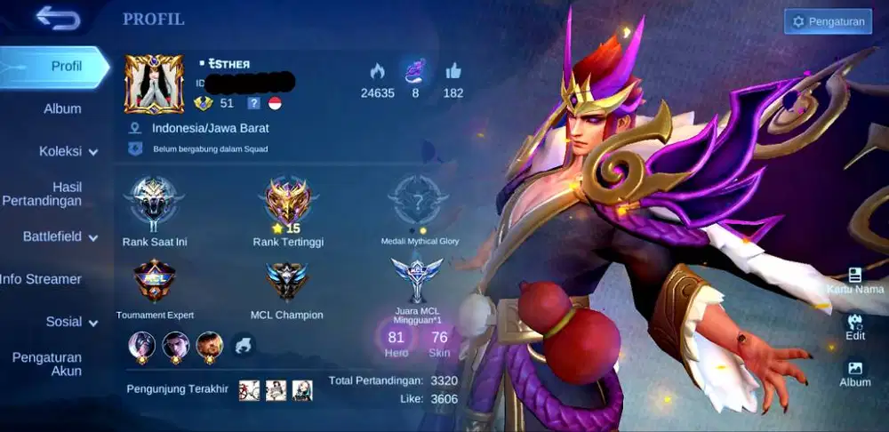 JUAL AKUN GG MOBILE LEGEND