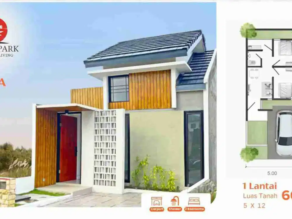 Japanese House Tengah kota Jombang, Dekat Bravo , Rumah Komersial Angsuran Flat khusus KTP Jombang