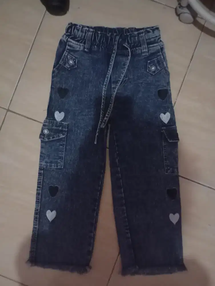 Celana jeans kargo anak 4-5 tahun