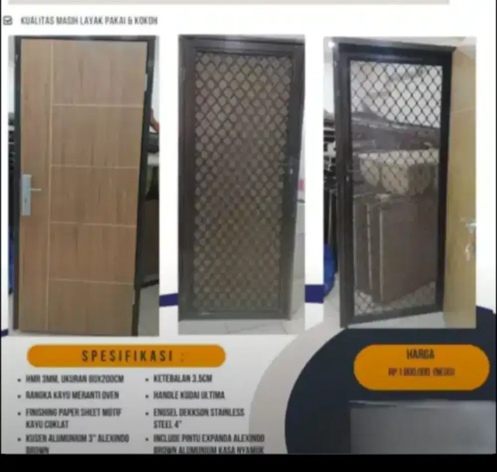 Jual MURAH  pintu alumunium  lengkap 80 x 200cm