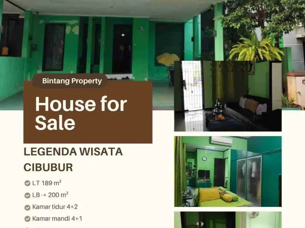 DIJUAL RUMAH DI LEGENDA WISATA CIBUBUR DEKAT TOL NAGRAK KOTA WISATA