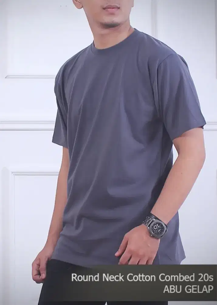 Kaos Polos Abu Gelap Cotton Combed 20S Allsize