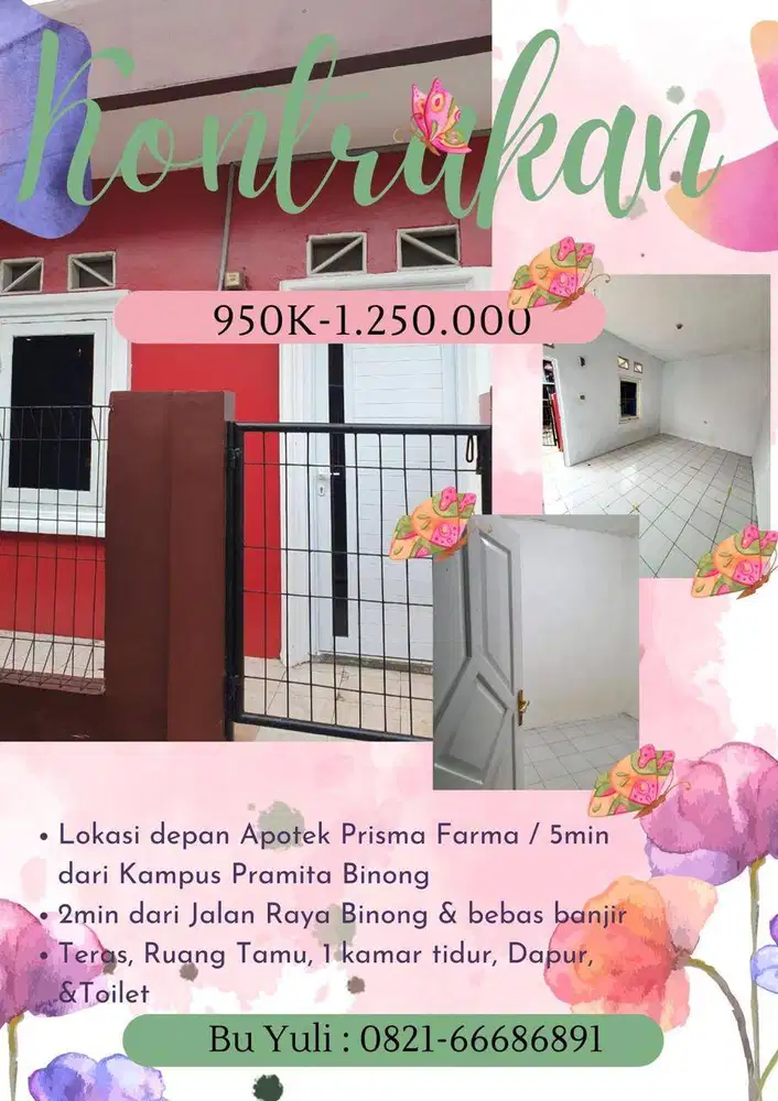 Kontrakan Bersih, Bebas Banjir & Nyaman