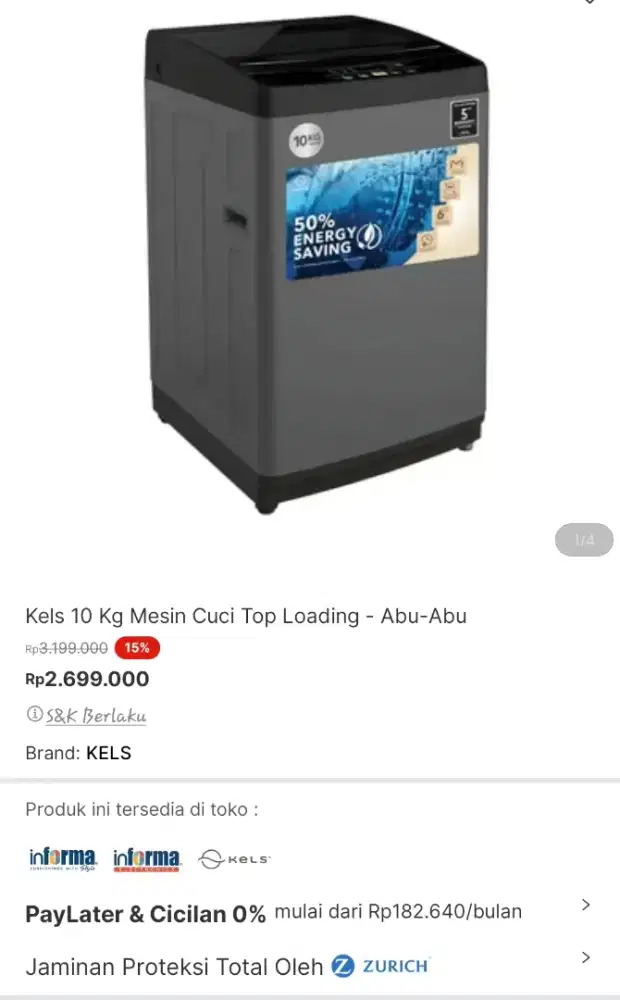 Kels mesin cuci top load