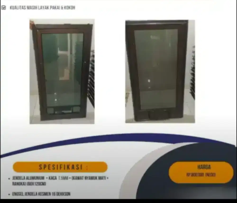 Jual murah jendela kaca alumunium 60 x 120 cm