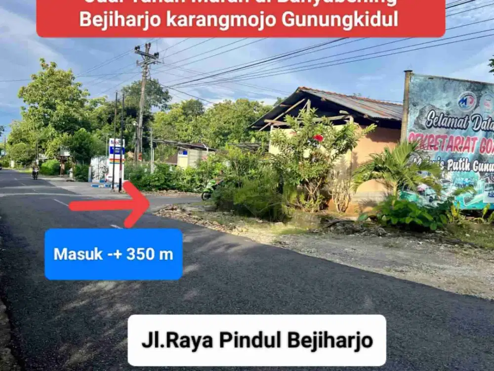 Tanah dijual Strategis Kawasan Wisata di goa Pindul Wonosari Gunungkidul Yogyakarta