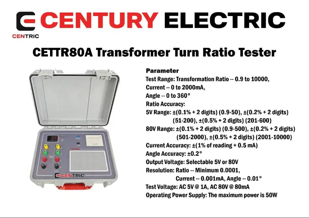 CENTURY ELECTRIC CETTR80A Transformer Turn Ratio Tester