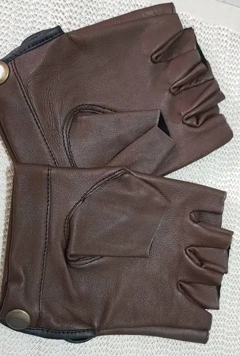 MOTOR LEATHER GLOVE HALF STYLE SARUNG TANGAN KULIT BALAP