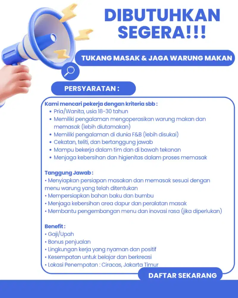 Tukang masak dan jaga warung makan