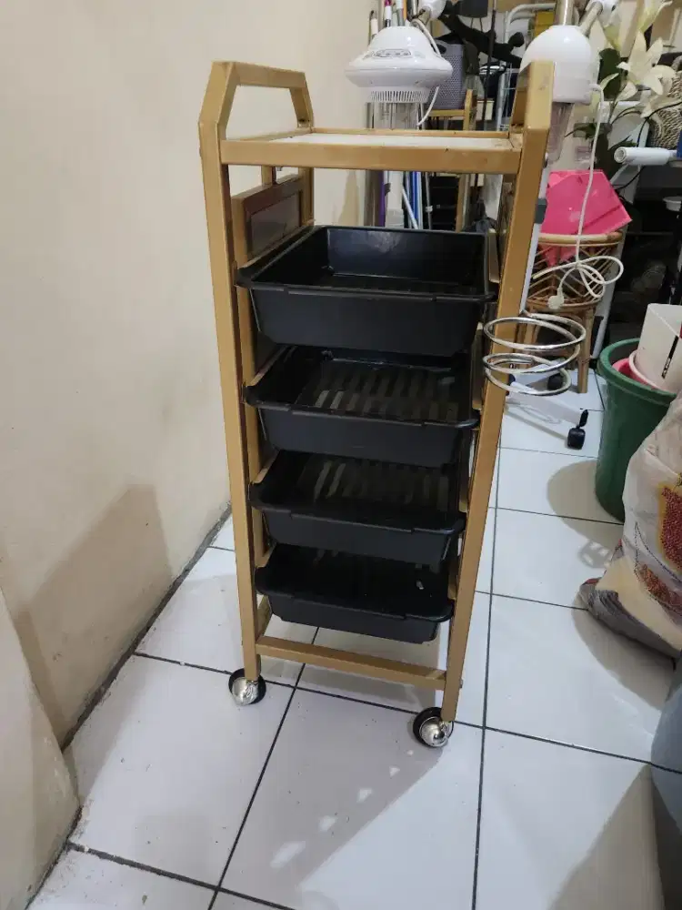 Trolly Rak multi fungsi 5 tray motif gold marbel, untuk klinik, salon
