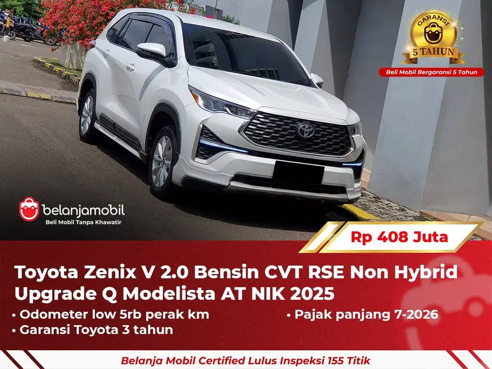 [ GARANSI 5TH ] Toyota Zenix V 2.0 Bensin CVT RSE Non Hybrid 2025 2024