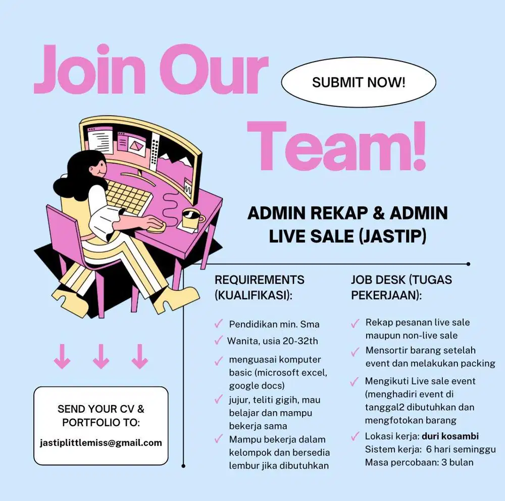 MENCARI KARYAWAN! Lowongan pekerjaan untuk admin jastip