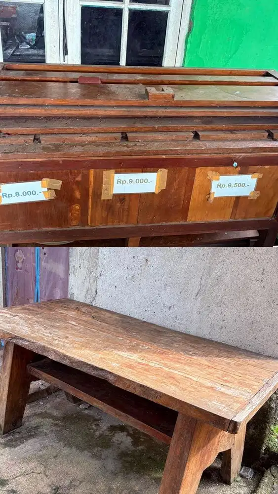 Dijual Meja,Tempat beras & Dipan kasur Jadul