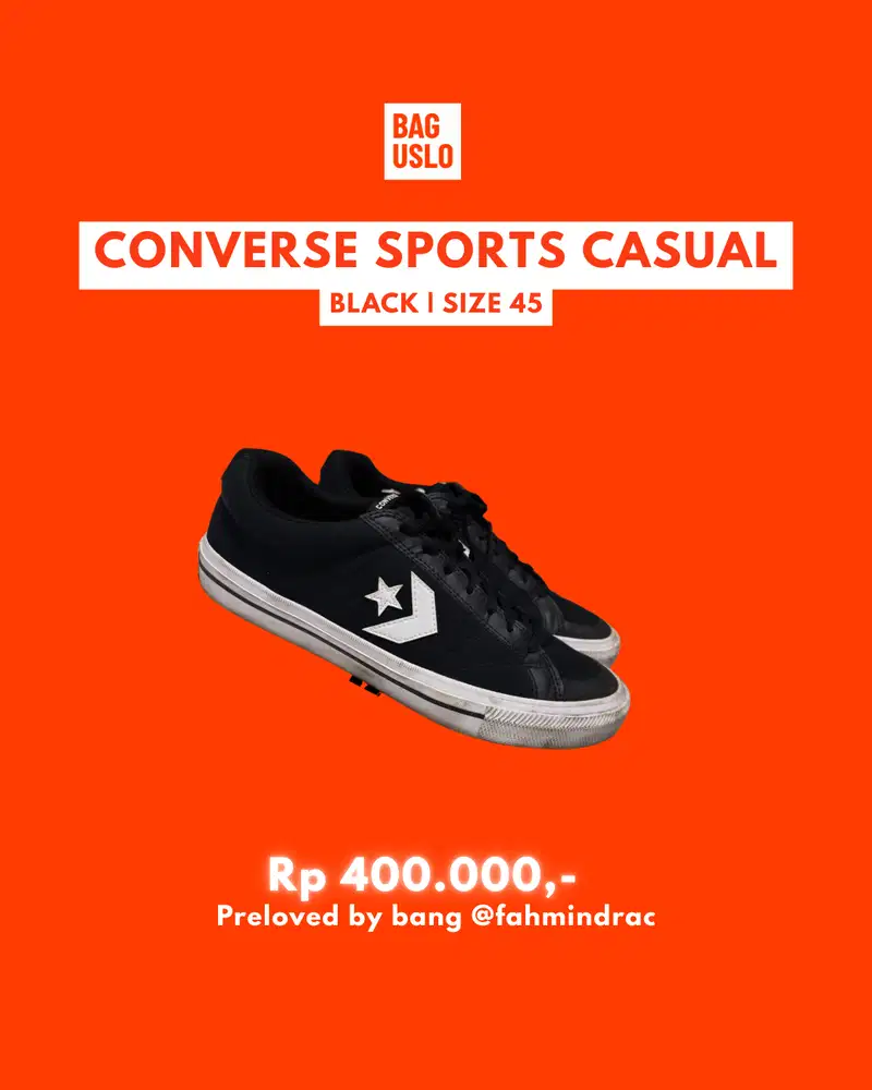 Converse Sports Casual Black | Size 45 | Preloved | COD Depok/Bekasi