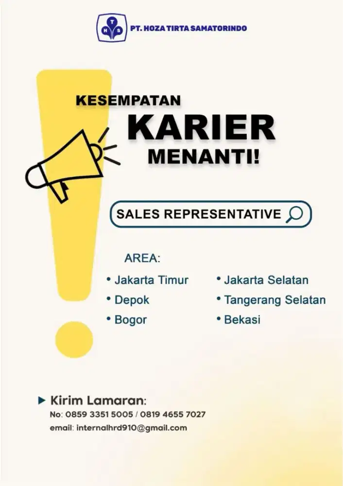 Di Butuhkan Segera ! Sales Representative