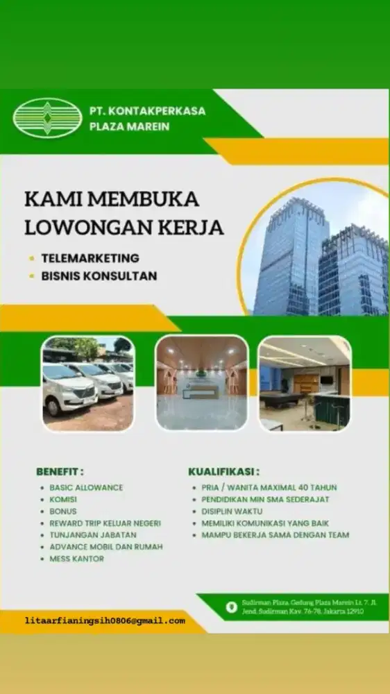 PT. KONTAKPERKASA PLAZA MAREIN
WE ARE HIRING