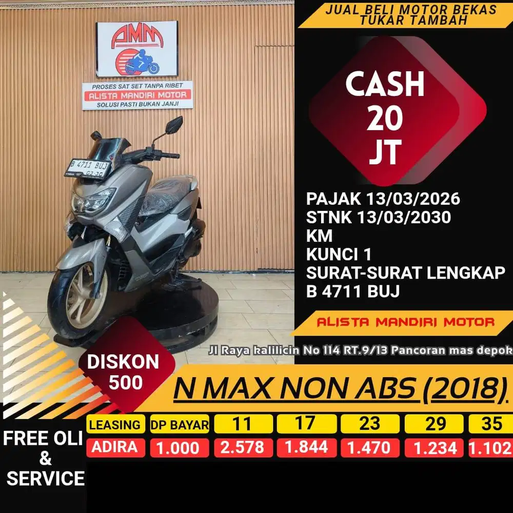 N MAX NON ABS 2018 DP 1 JT PAJAK HIDUP CC 0% KREDIVO TOKPED SPAYLETTER