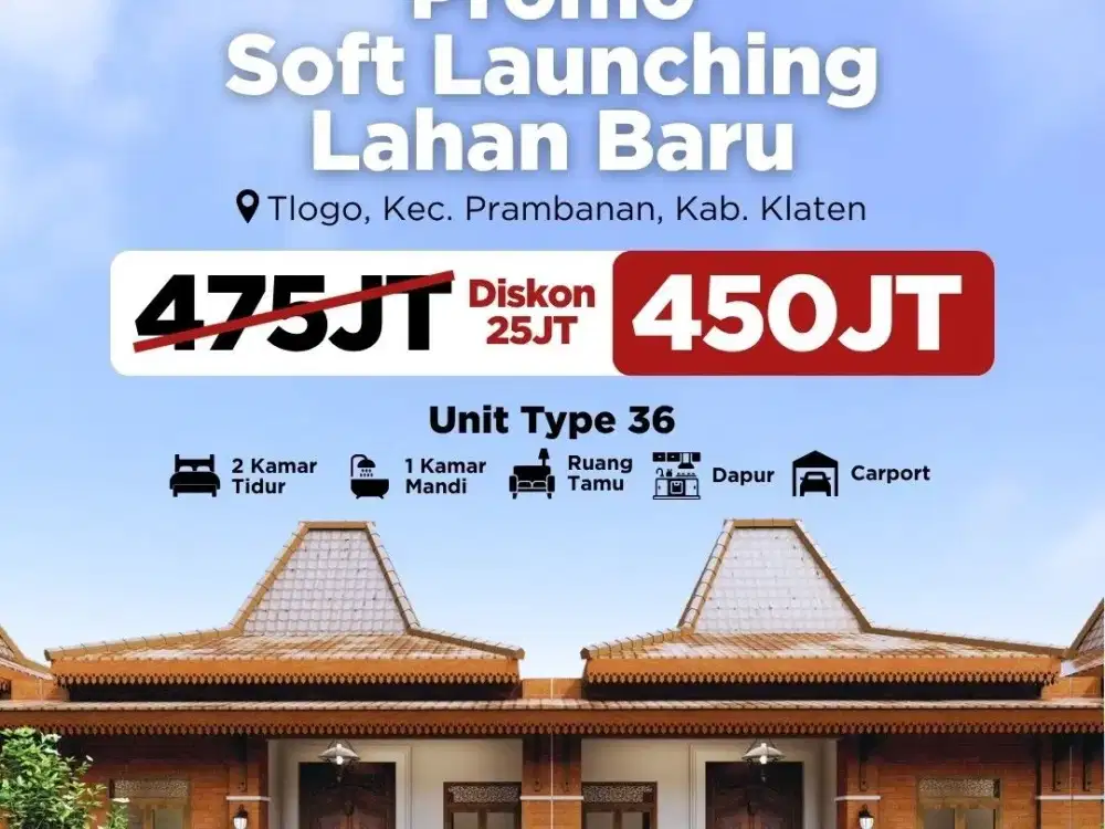 Unit Baru Dibuka! Perumahan Joglo Timur Jogja Harga Perdana!