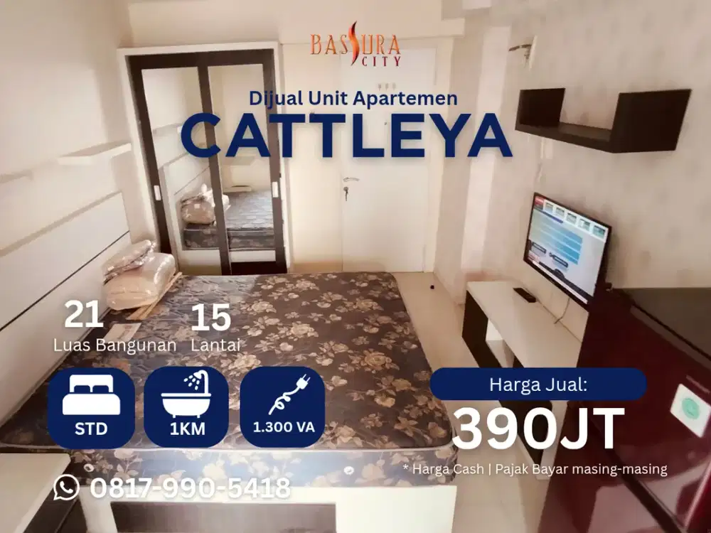 Jual Studio Furnished atas mall tower Cattleya apartemen Bassura city Jakarta