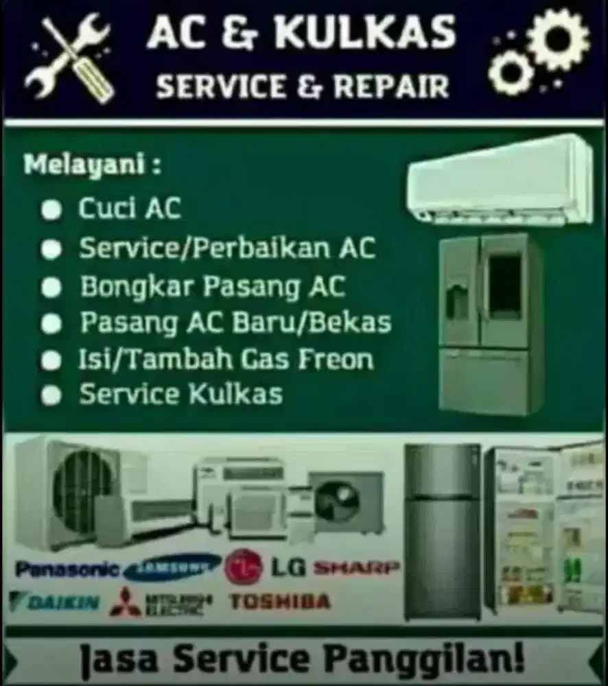 Jasa Service AC, Bongkar pasang AC, Service mesin cuci & Kulkas