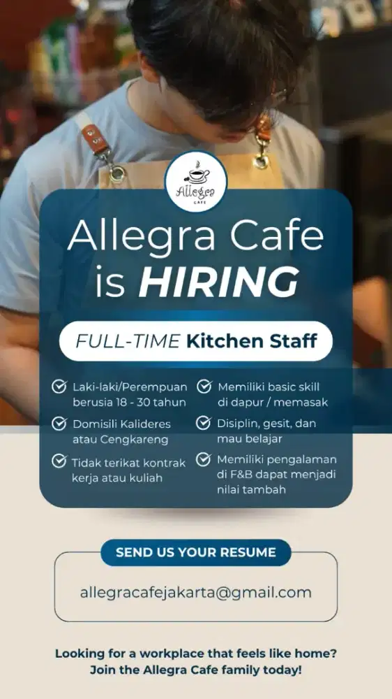 LOWONGAN KITCHEN STAFF (FULL TIME)