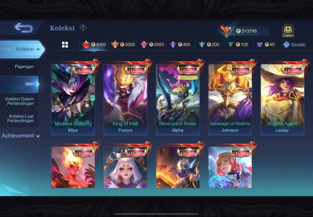 Akun MLBB (Mobile Legend) Sultan