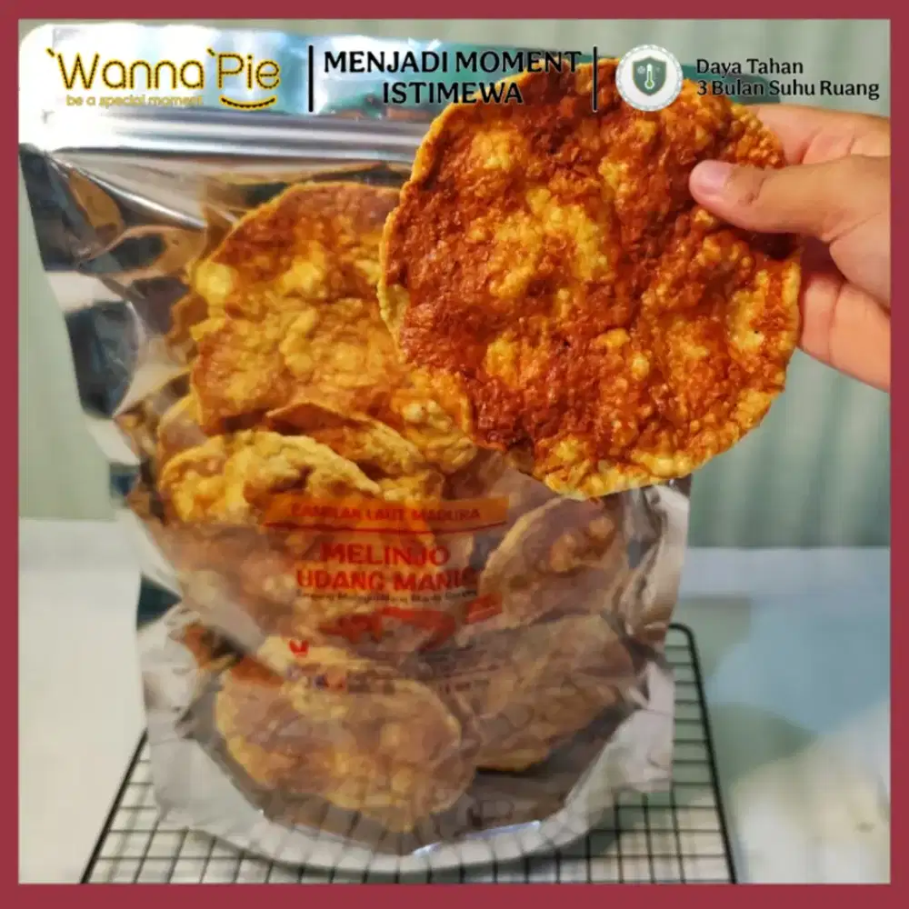 Emping Melinjo Udang Manis Gurih Renyah Besar Camilan Laut Madura
