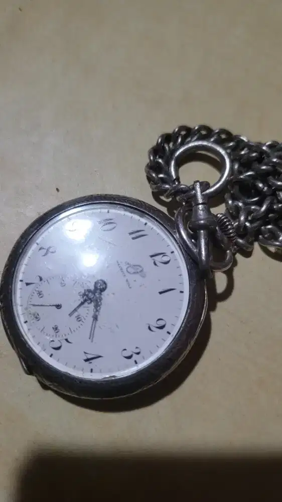 Jam saku antik merk invar full perak cocok untuk kolektor