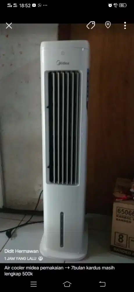 Air cooler midea pemakaian -+ 7 bulan kardus semua masih lengkap  500k