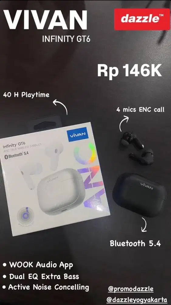 HEADSET BLUETOOTH VIVAN INFINITY GT6