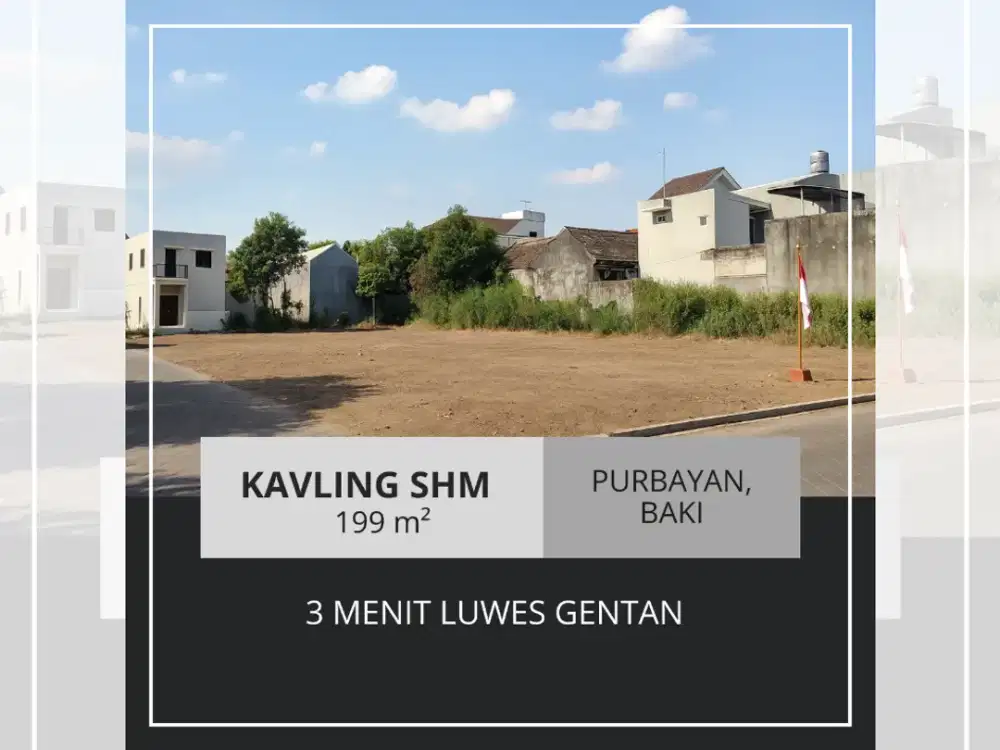 Tanah Purbayan, SHM 4 Jutaan/m, 4 Menit Jl Raya Gawok