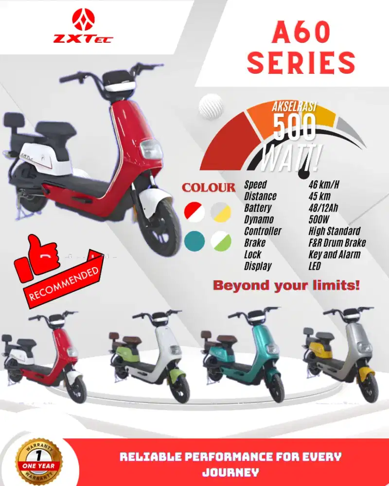 Sepeda listrik ZXTec A60 ramping tahan air